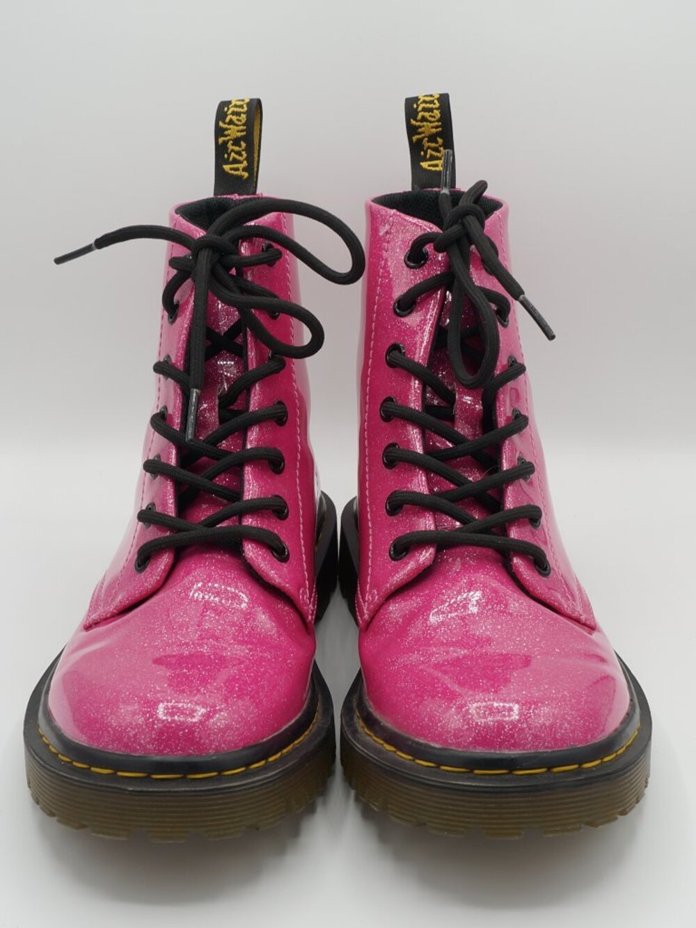 Dr. Martens Luana Pink Glitter Patent Combat Boots Women's Size 8 - Picture 6 of 10